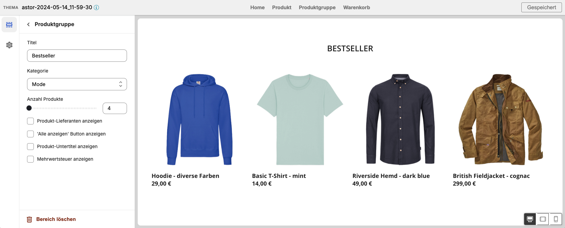 Startseiten-Produktgruppe