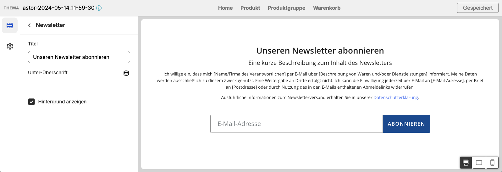 Newsletter Einstellungen