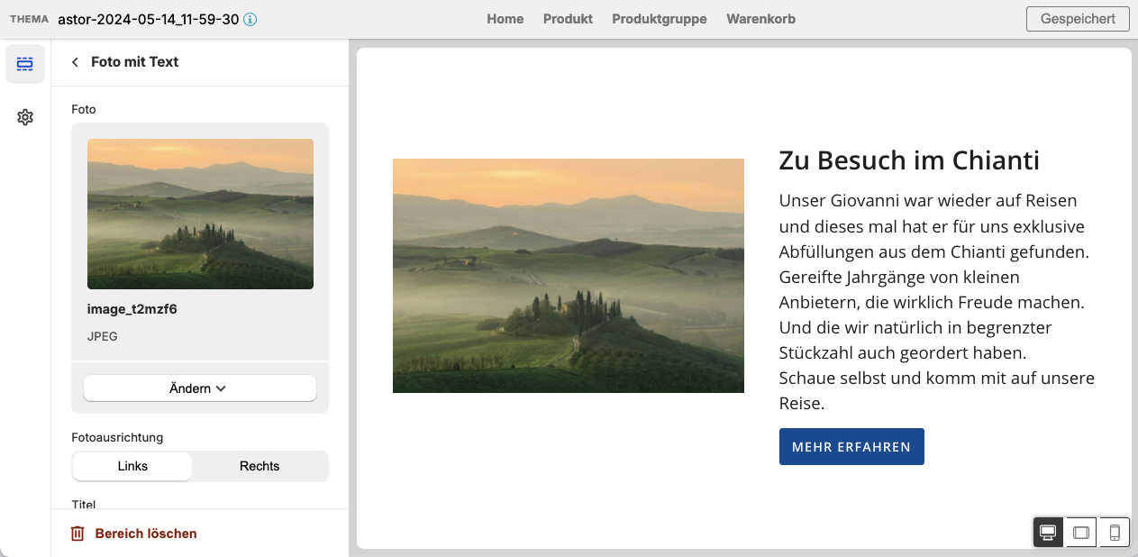 Foto mit Text