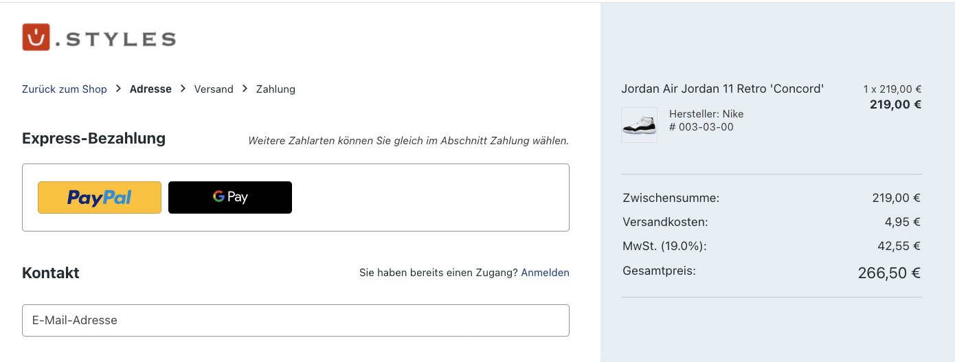 Aktivierung PayPal Express im Checkout