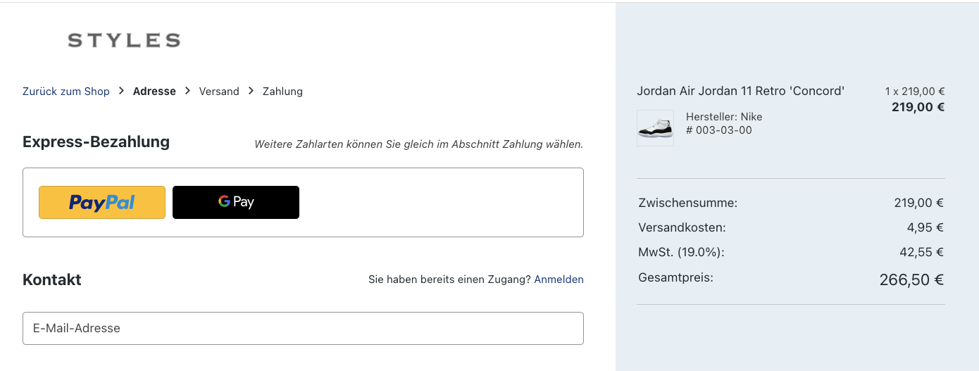 Aktivierung PayPal Express im Checkout