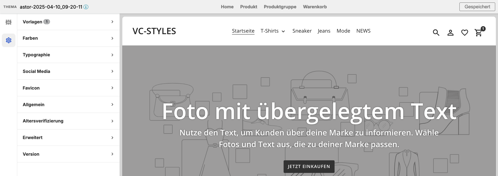 Übersicht Theme-Editor