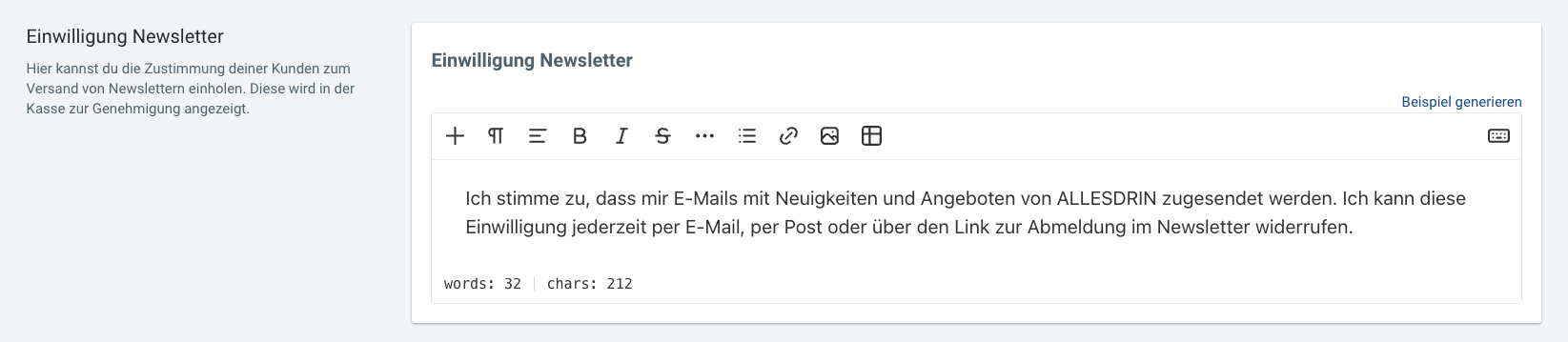 Einwilligung Newsletter