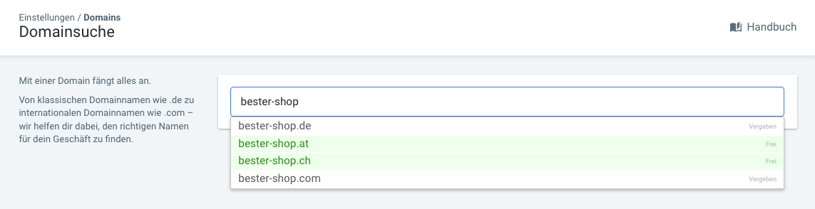 Verfügbare Domain suchen