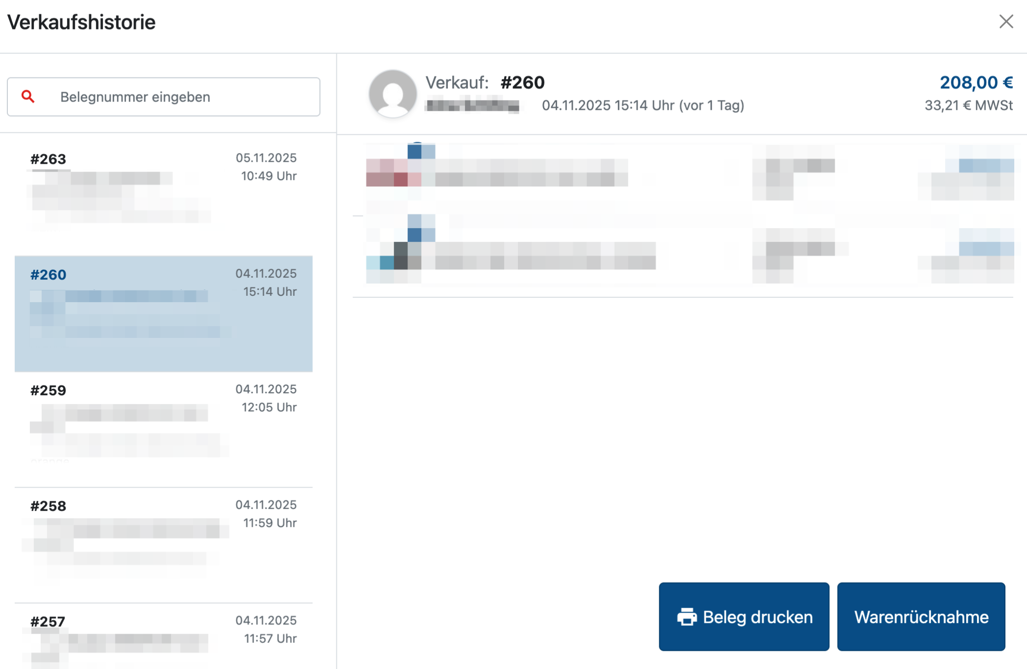 Beleg erneut drucken