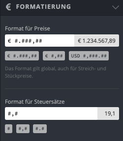 Widget Formatierung