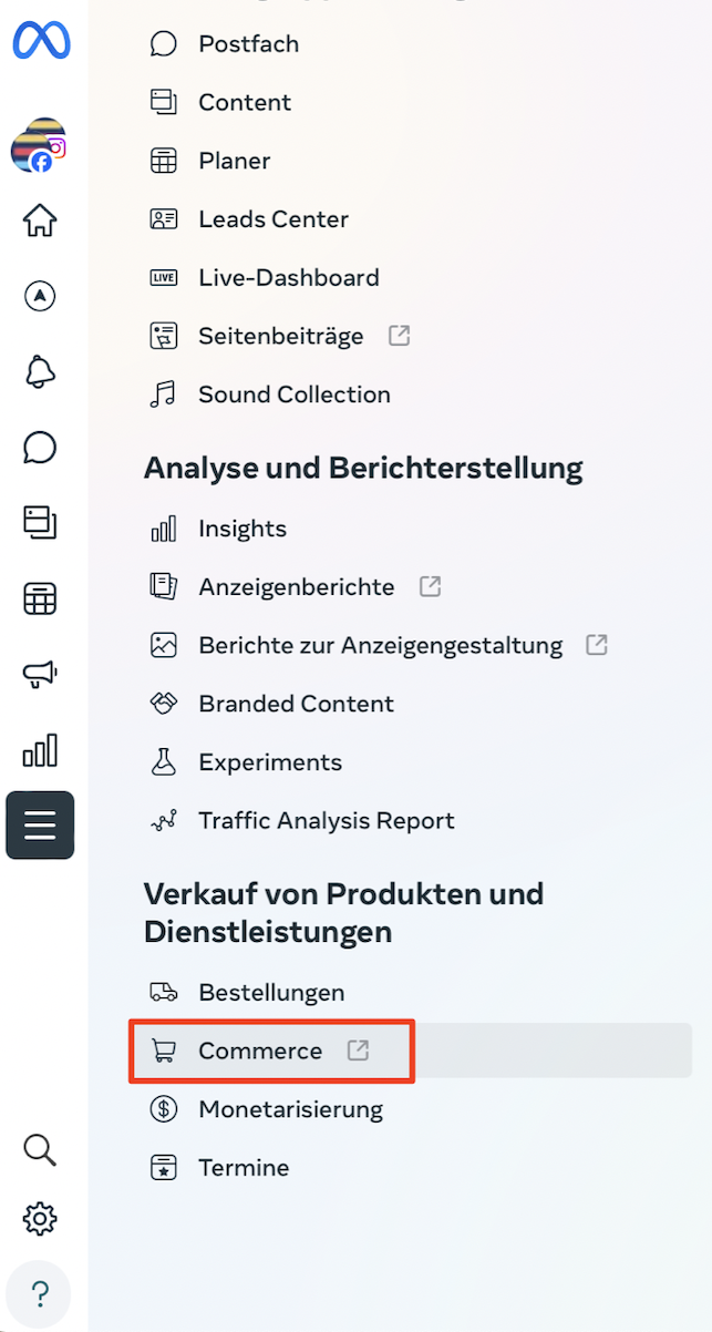 Commerce Manager öffnen