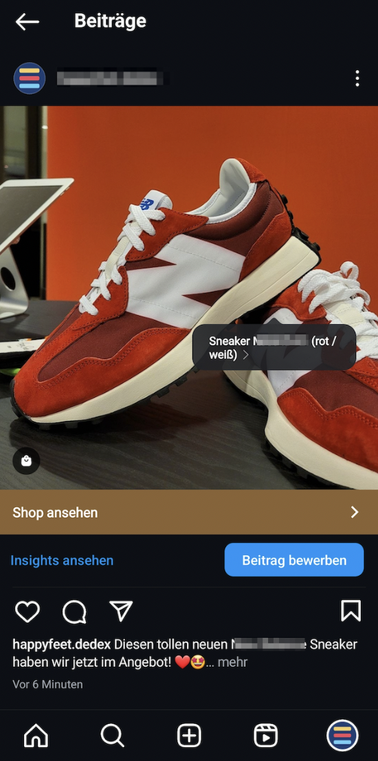 Beispiel Produkt-Verlinkung in Instagram-Beitrag