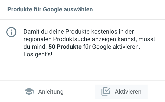 Google Shopping Produkte aktivieren