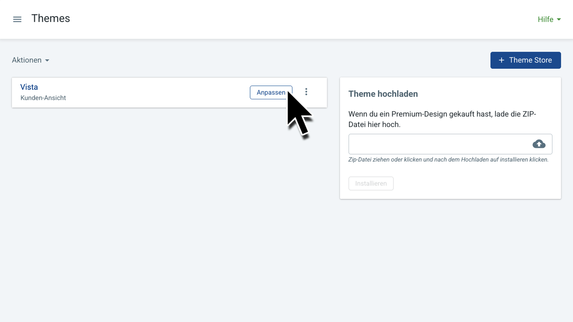 Theme-Konfigurator öffnen