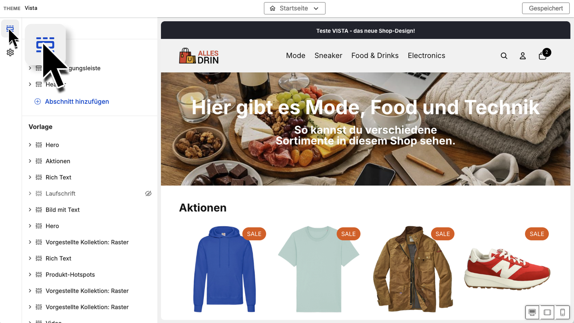 Konfigurator-Abschnitte